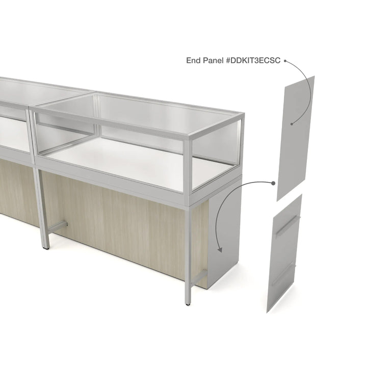 Satin Chrome End Panels For Deluxe Glass Display Cabinet