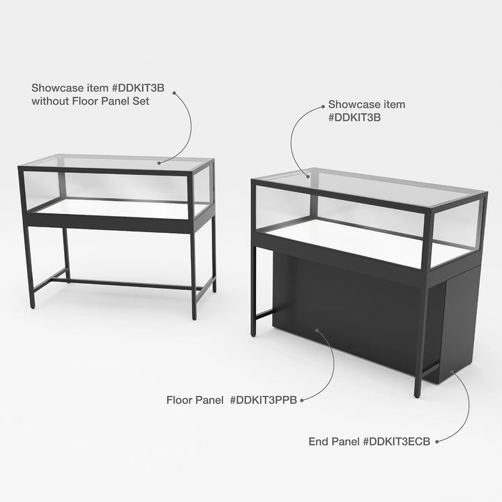 Black Front Privacy Panels For Deluxe Glass Display Cabinet