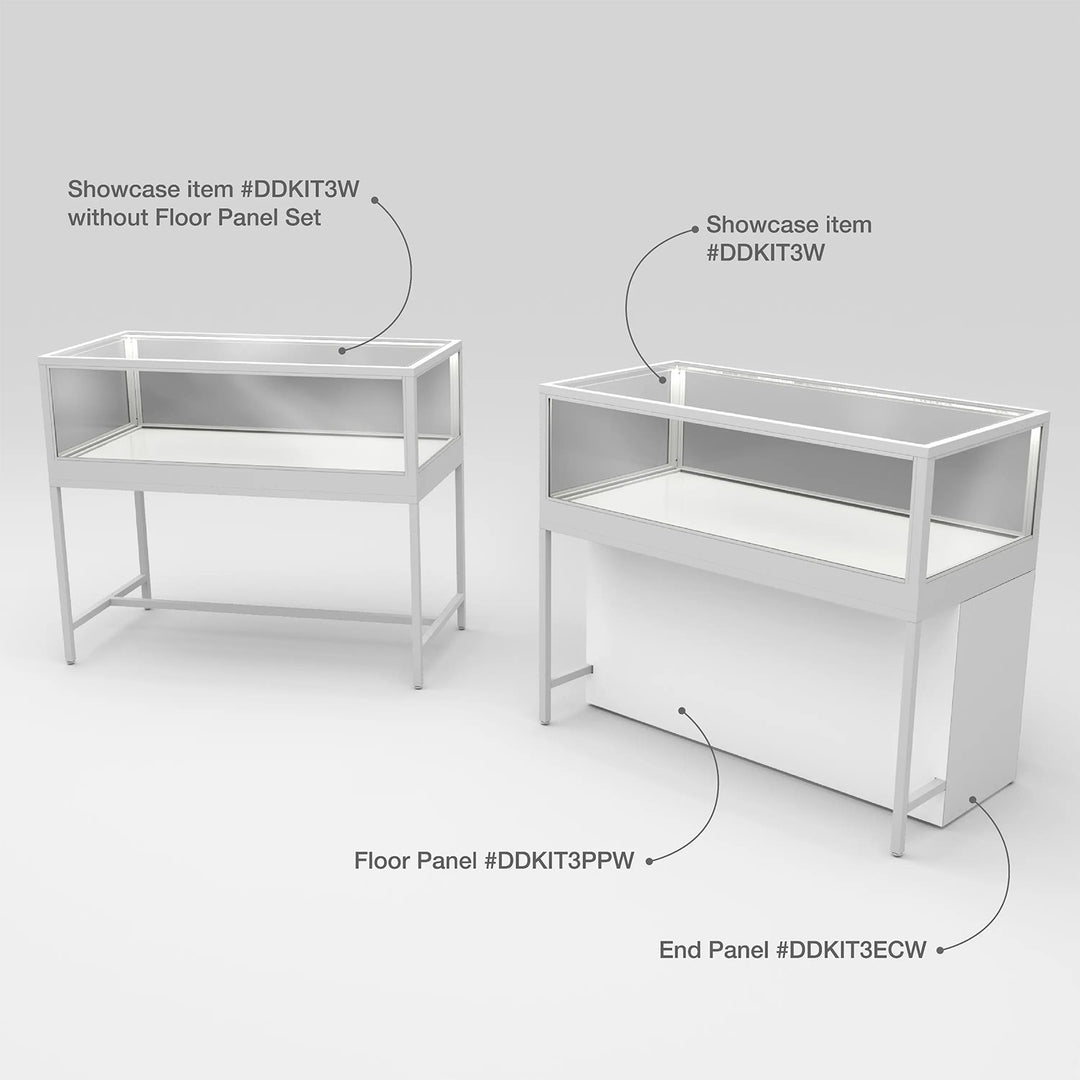 White Front Privacy Panels For Deluxe Glass Display Cabinet