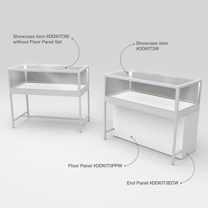White Front Privacy Panels For Deluxe Glass Display Cabinet