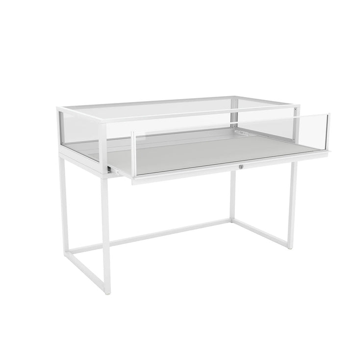 Deluxe Museum Style Glass Showcase - White