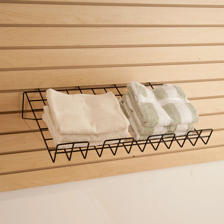 22-1/2"W x 14"L Sloping Wire Shelf with 3" Lip for Slatwall - 6 Pack
