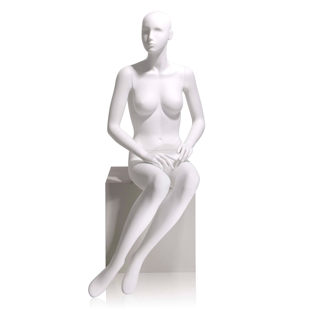 Eve Female Mannequin Sitting , Cameo White, Abstract Head 6H