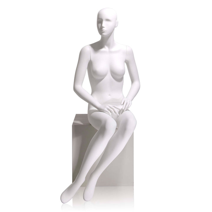 Eve Female Mannequin Sitting , Cameo White, Abstract Head 6H