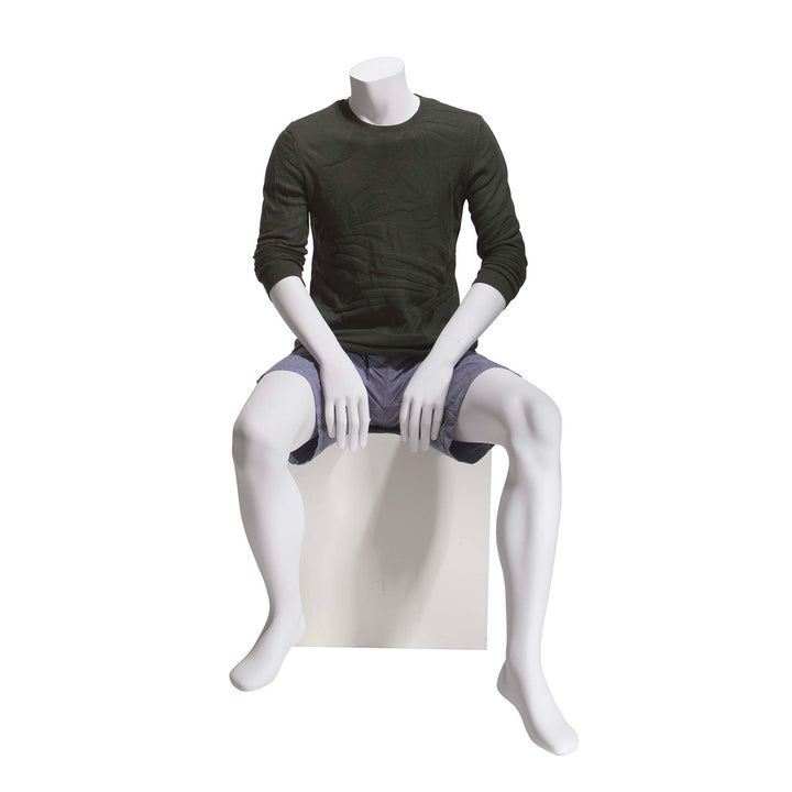 Gene Male Mannequin, Cameo White, Headless, Seated 5HL