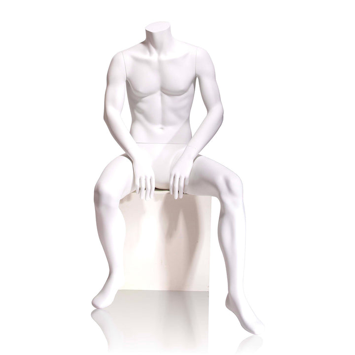 Gene Male Mannequin, Cameo White, Headless, Seated 5HL