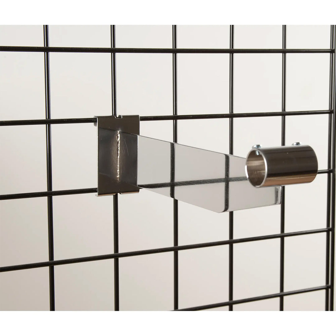 12" GRIDWALL HANGRAIL BRACKET FOR ROUND TUBING - Chrome