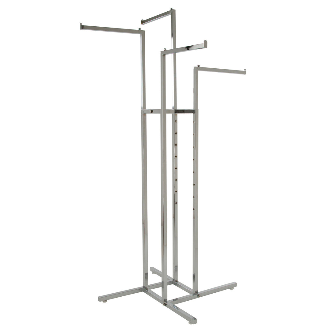4-Way Garment Rack with Straight Arms - Square Tubing