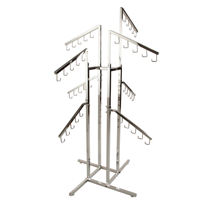 4-Way Handbag Rack w/ 4 Slant Arms and 4 Twist-on Slant Arms - Square Tubing