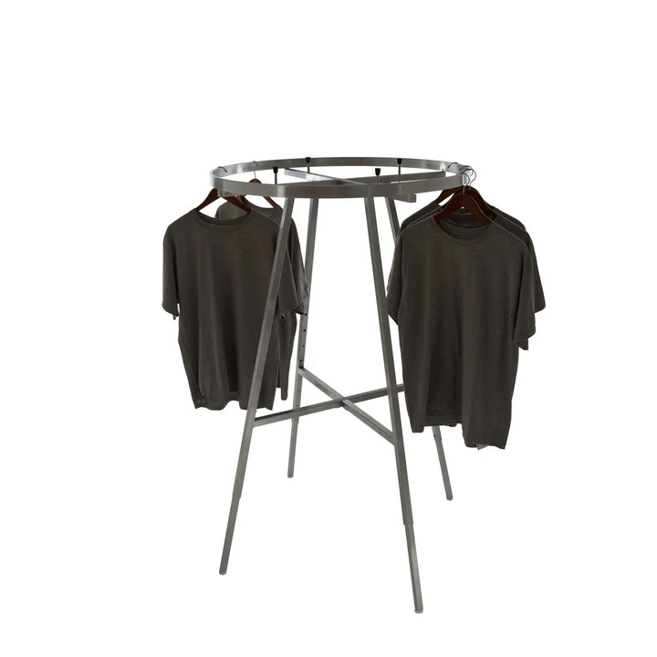 36" Dia. Round Folding Garment Rack with Rectangular Tubing Hangrail
