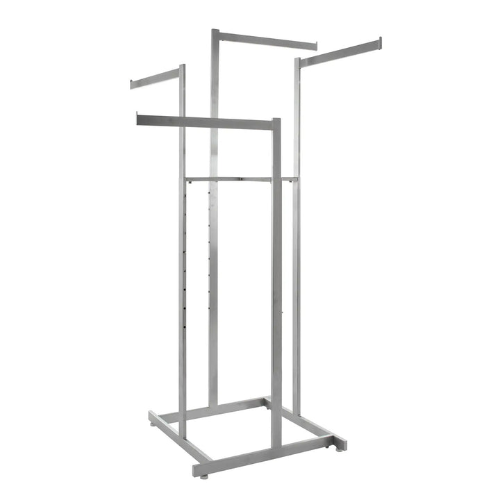 4-Way High Capacity Garment Rack with Straight Arms - Rectangular Tubing Uprights