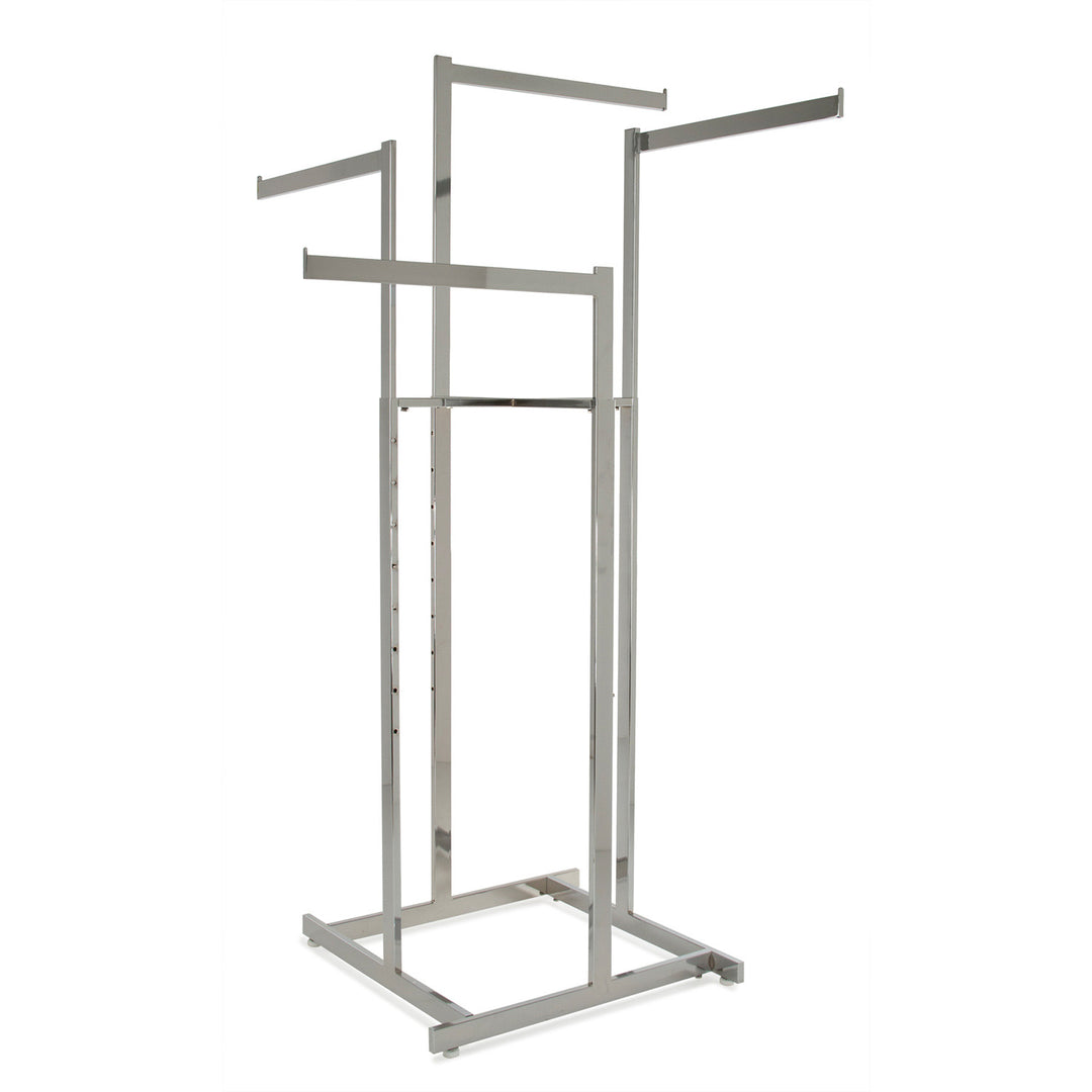4-Way High Capacity Garment Rack with Straight Arms - Rectangular Tubing Uprights