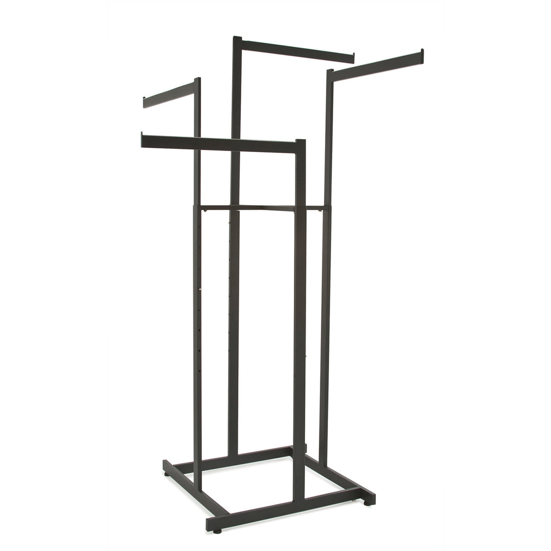 4-Way High Capacity Garment Rack with Straight Arms - Rectangular Tubing Uprights