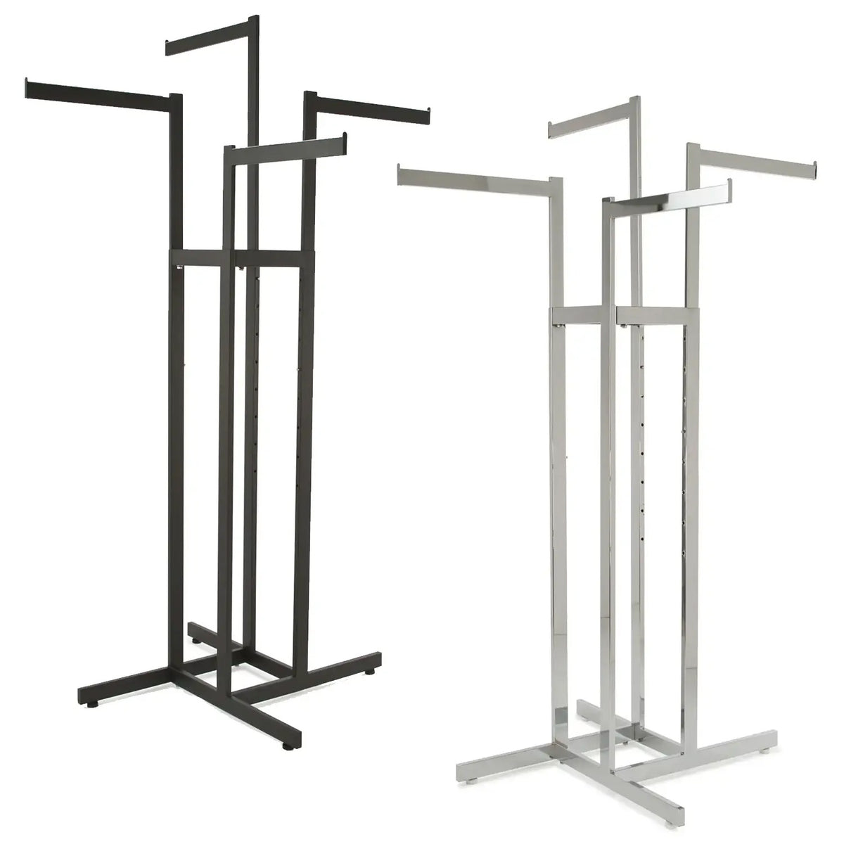 4-Way Garment Rack with Straight Arms - Rectangular Tubing Uprights ...