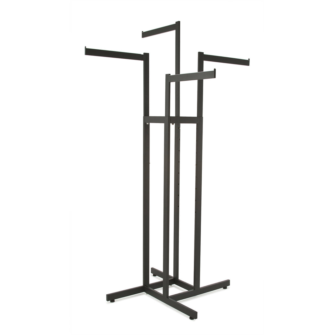 4-Way Garment Rack with Straight Arms - Rectangular Tubing Uprights