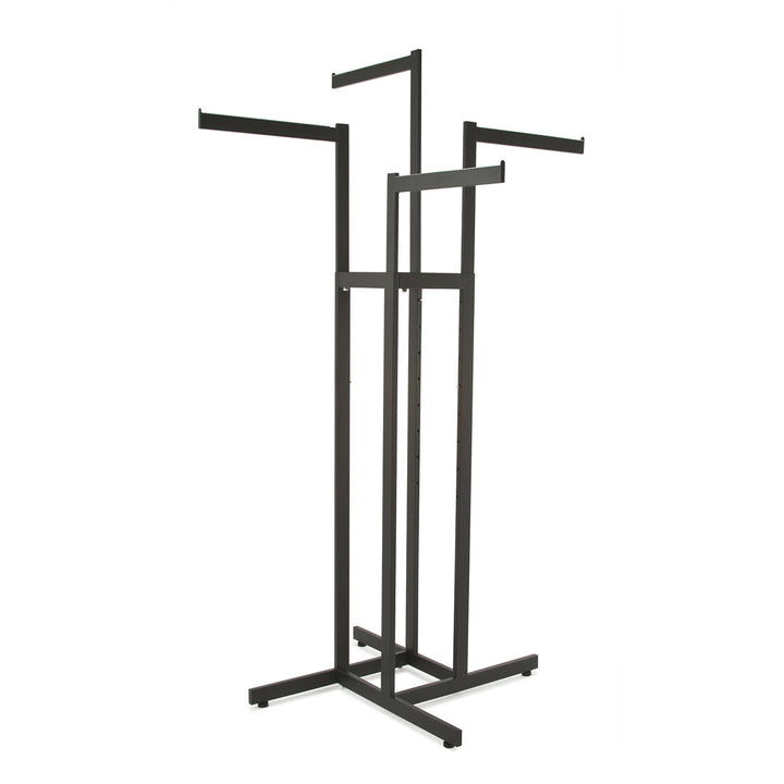 4-Way Garment Rack with Straight Arms - Rectangular Tubing Uprights