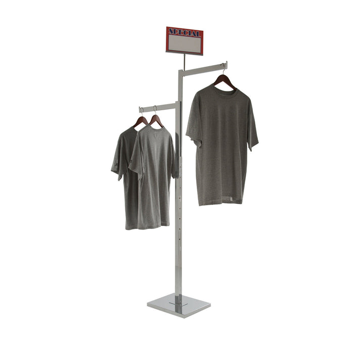 2-Way Garment Rack with Straight Arms - Rectangular Tubing Uprights