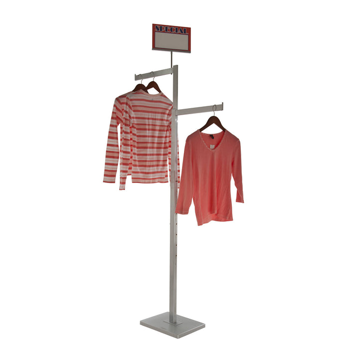 2-Way Garment Rack with Straight Arms - Rectangular Tubing Uprights