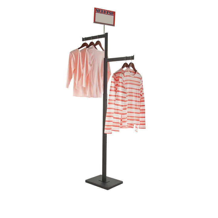 2-Way Garment Rack with Straight Arms - Rectangular Tubing Uprights