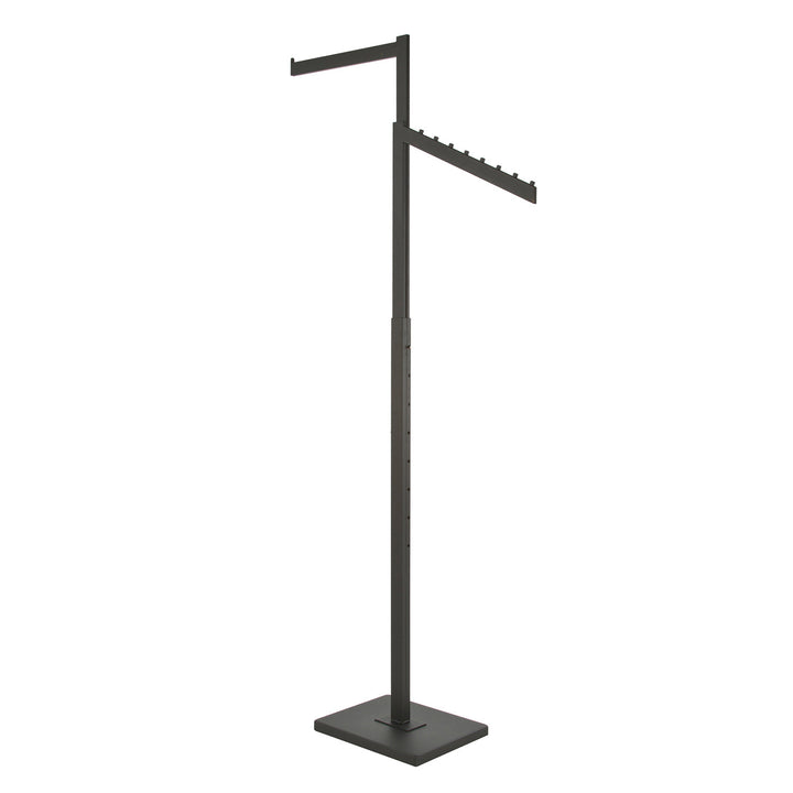 2-Way w/ 1 Straight and 1 Slant Arm - Rectangular Tubing - Black Finish
