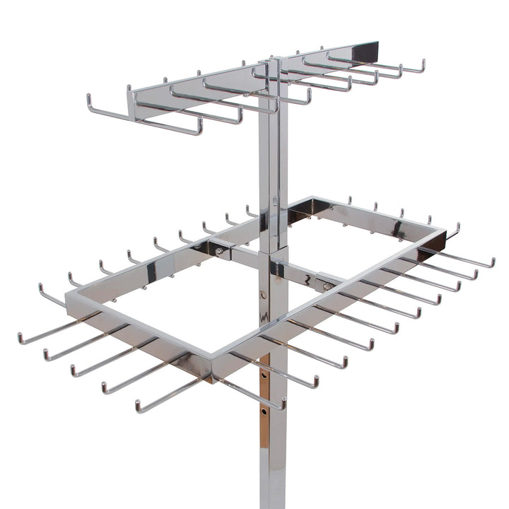 Deluxe 2-Tier Retail Belt & Tie Display - 46 Hooks – Chrome