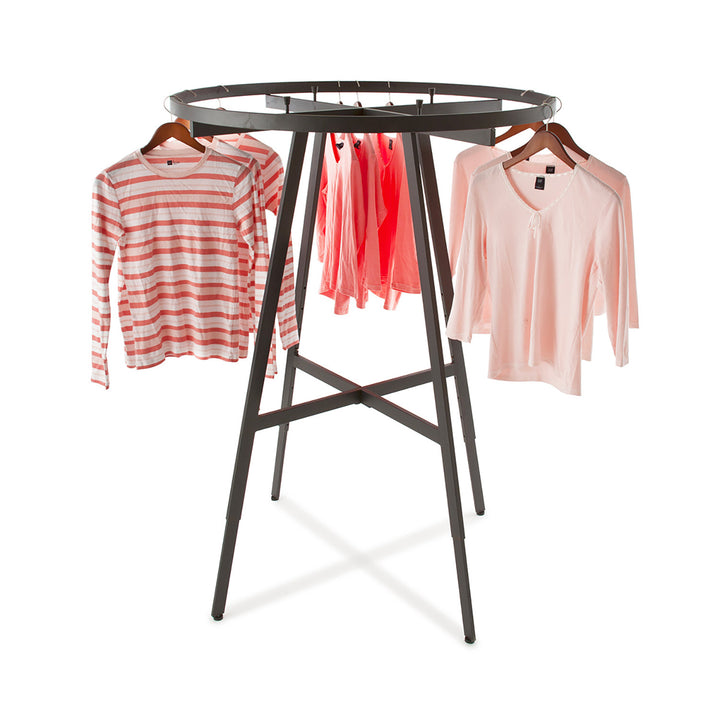 42" Dia. Round Folding Garment Rack with Rectangular Tubing Hangrail