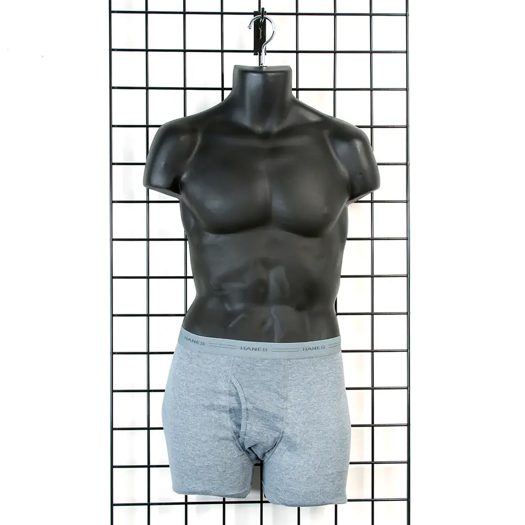 Black Men's Torso Form Injected Molded Styrene - Box of 12 Forms