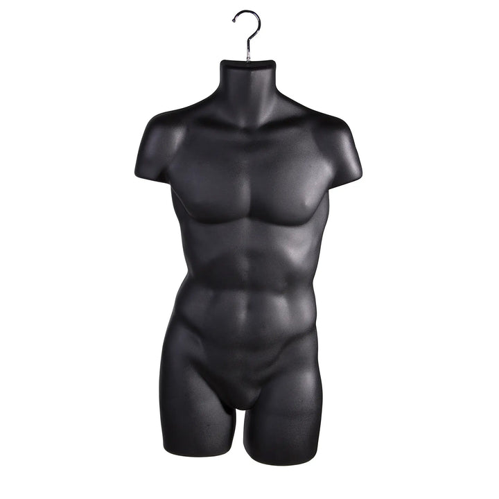 Black Men's Torso Form Injected Molded Styrene - Box of 12 Forms