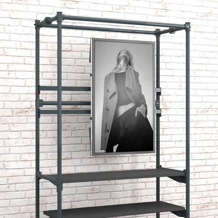 Pipeline Freestanding Kit with TV Display Mount, Two Shelves and Drawers