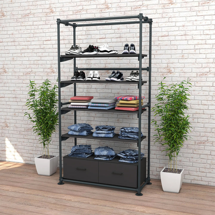 Pipeline Freestanding Kit with 4 Shelves and Drawers