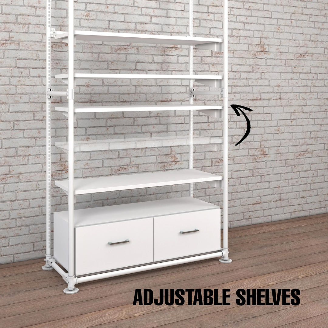 Pipeline Freestanding Kit with 4 Shelves and Drawers