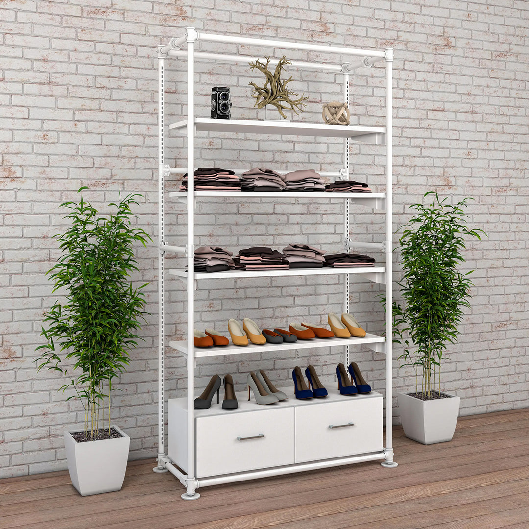 Pipeline Freestanding Kit with 4 Shelves and Drawers