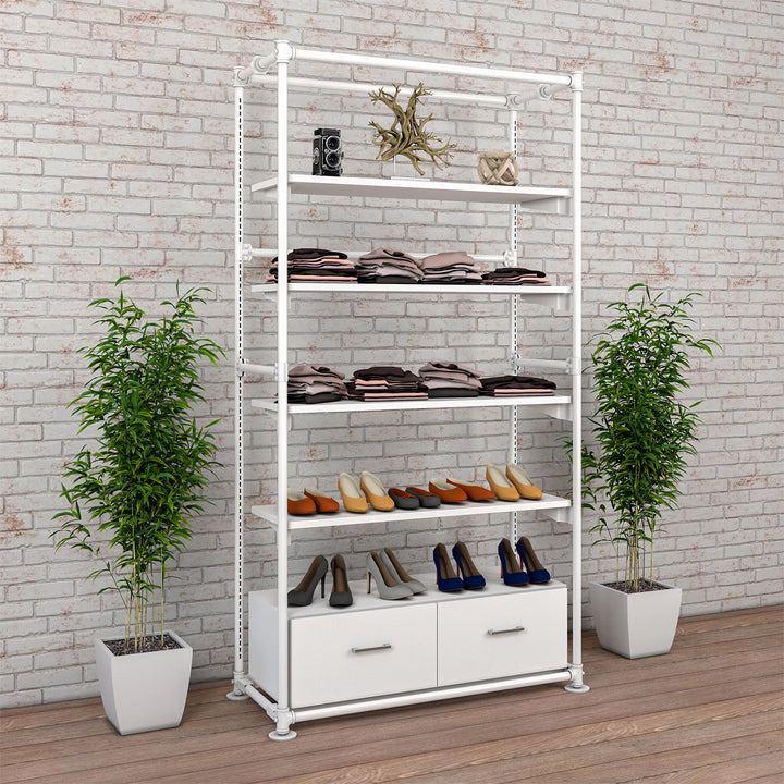 Pipeline Freestanding Kit with 4 Shelves and Drawers