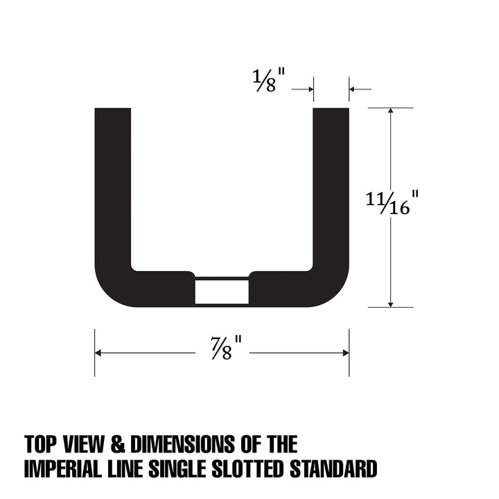 Heavy Weight Surface Mounted Slotted Standards - 1" Slots on 2" Center - Imperial Line - Satin Zinc