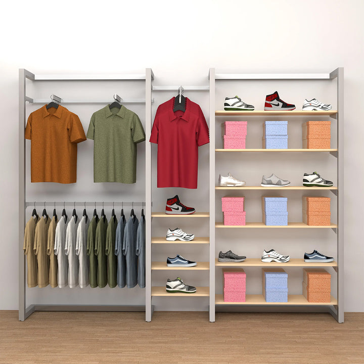 Double Alta Wall Unit with Hanging & Extra Shelving Retail Display Kit 7