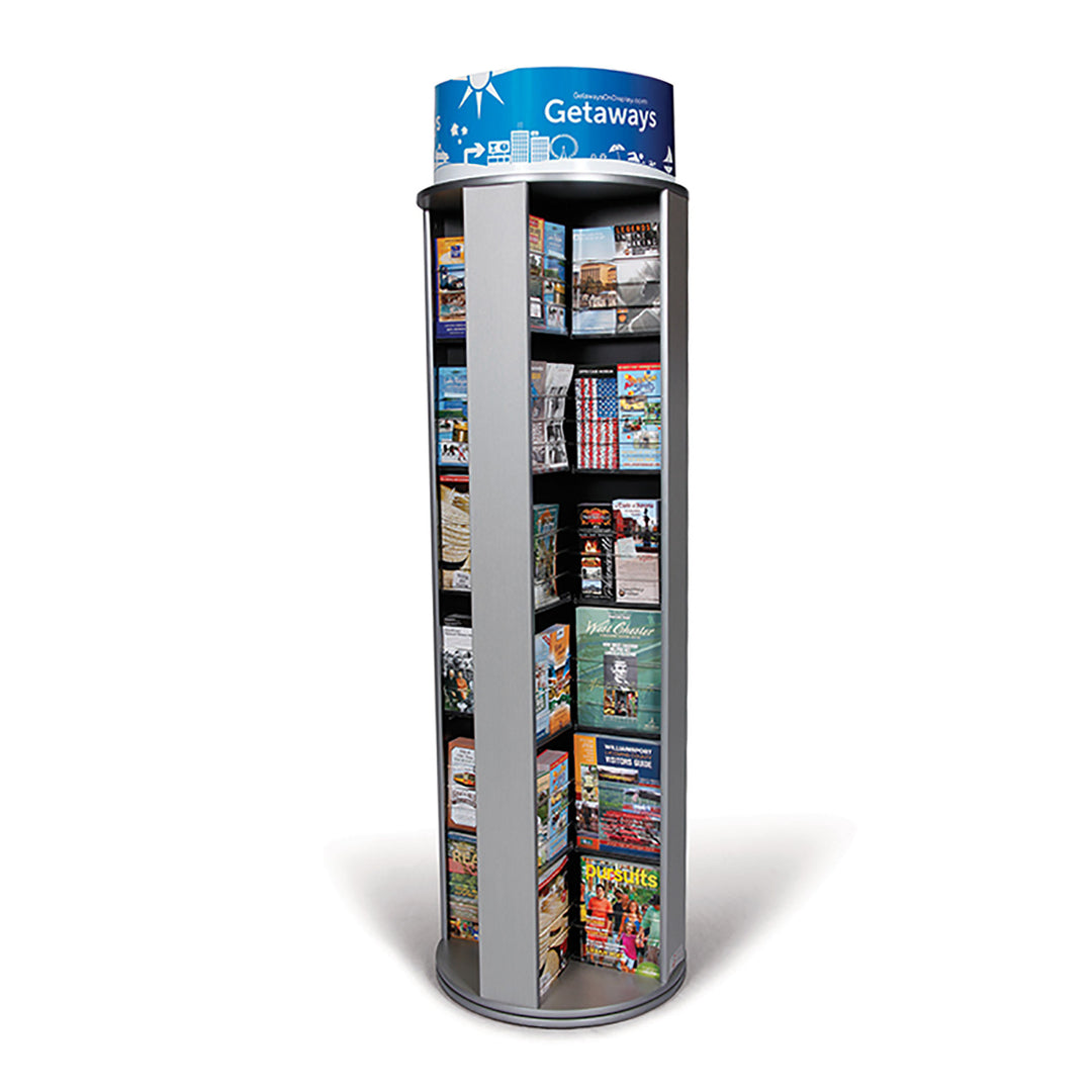 Adventure Study Rack 48 Pocket Rotating Floor Standing Literature Rack R48 – Allen Display