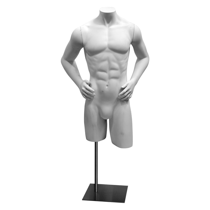 Male Headless 3/4 Mannequin, Fit Series FIT-M3B - Matte White