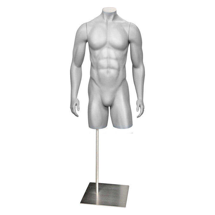 Male Headless 3/4 Mannequin, Fit Series FIT-M3 - Matte White