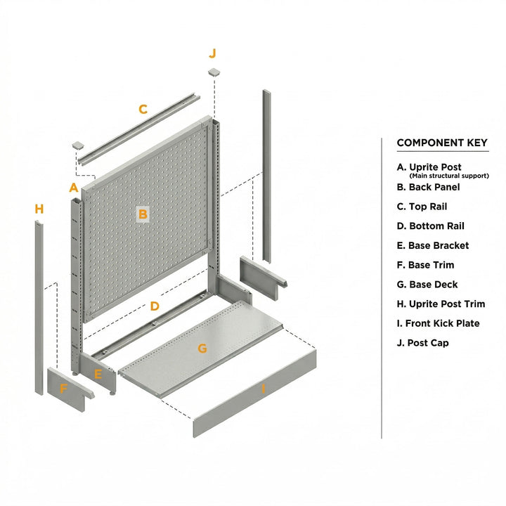 Gondola Shelving 54" High X 48" Deep x 36" Long
