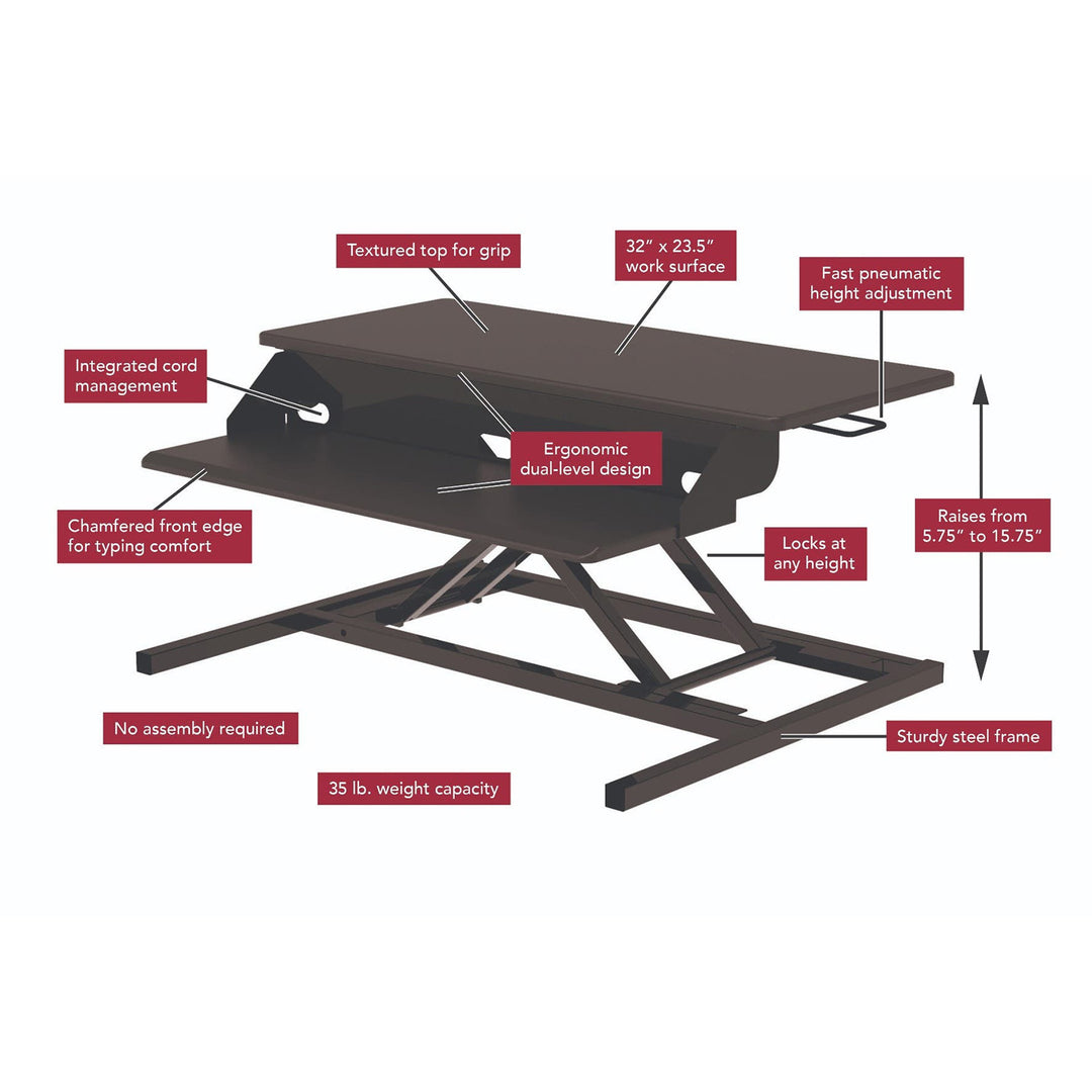 Two-Tier Pneumatic Standing Desk Converter