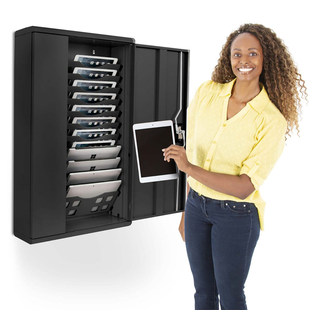 12 Tablet/Chromebook Line Leader Wall-Mounted Charging Cabinet