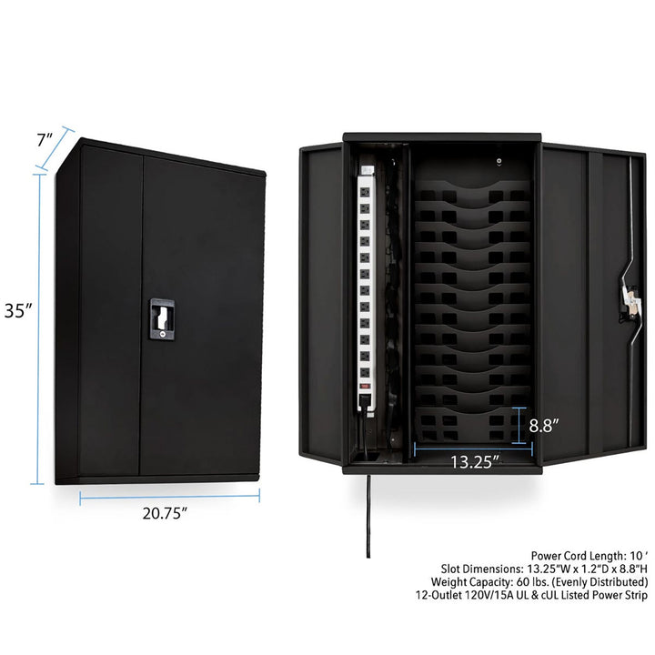12 Tablet/Chromebook Line Leader Wall-Mounted Charging Cabinet