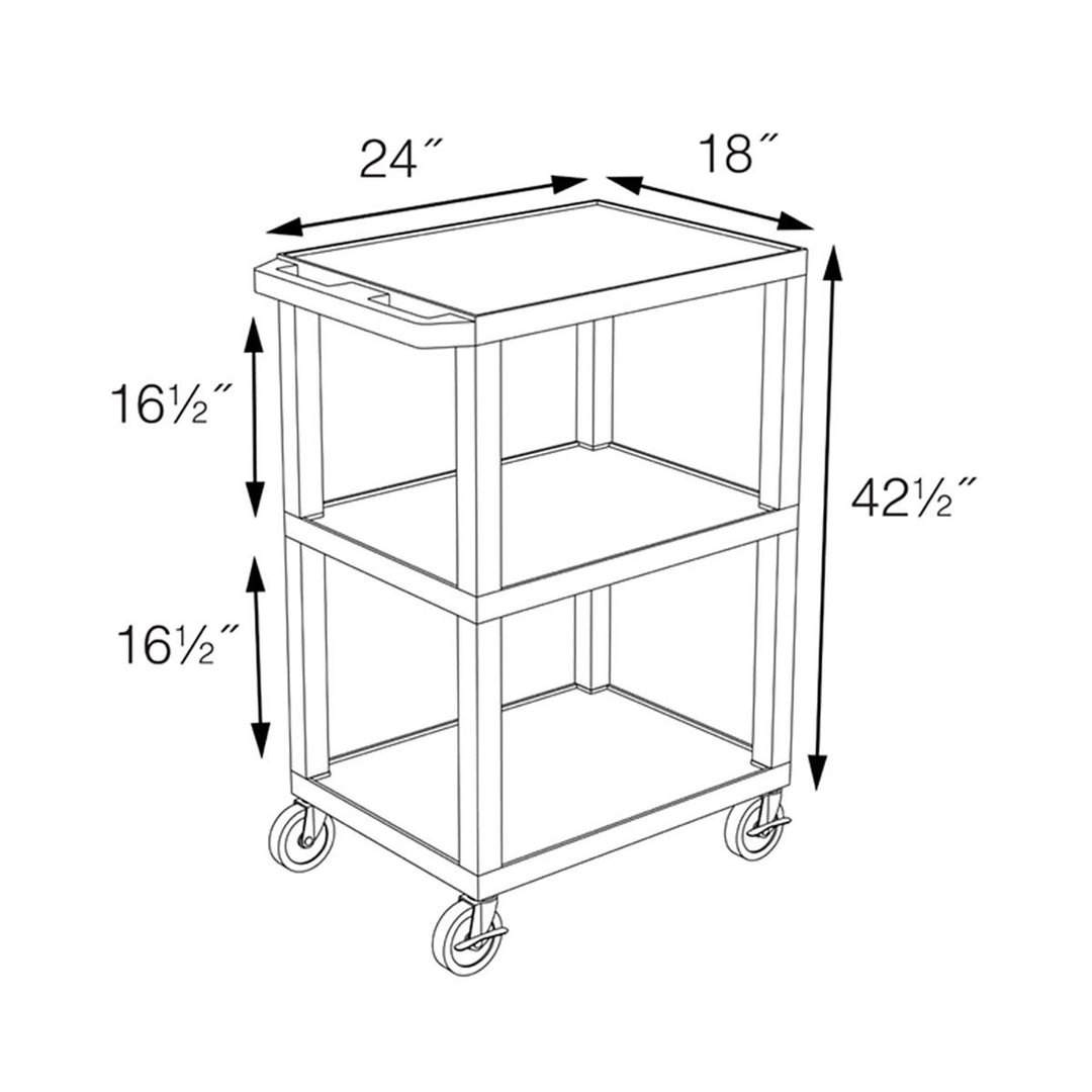 42"H 3-Shelf Plastic Utility Cart