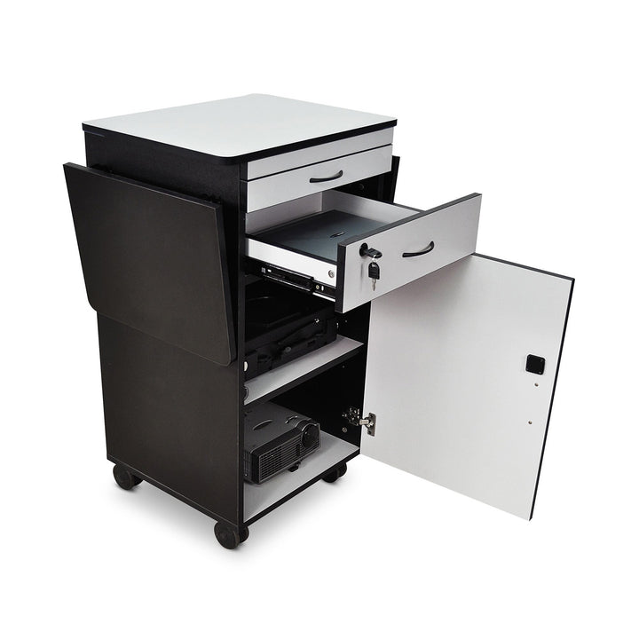 38" Mobile AV Presentation Station Cart with Locking Cabinet