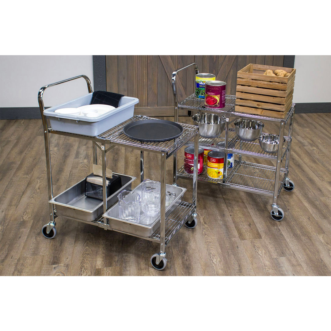 Two-Shelf Collapsible Wire Utility Cart