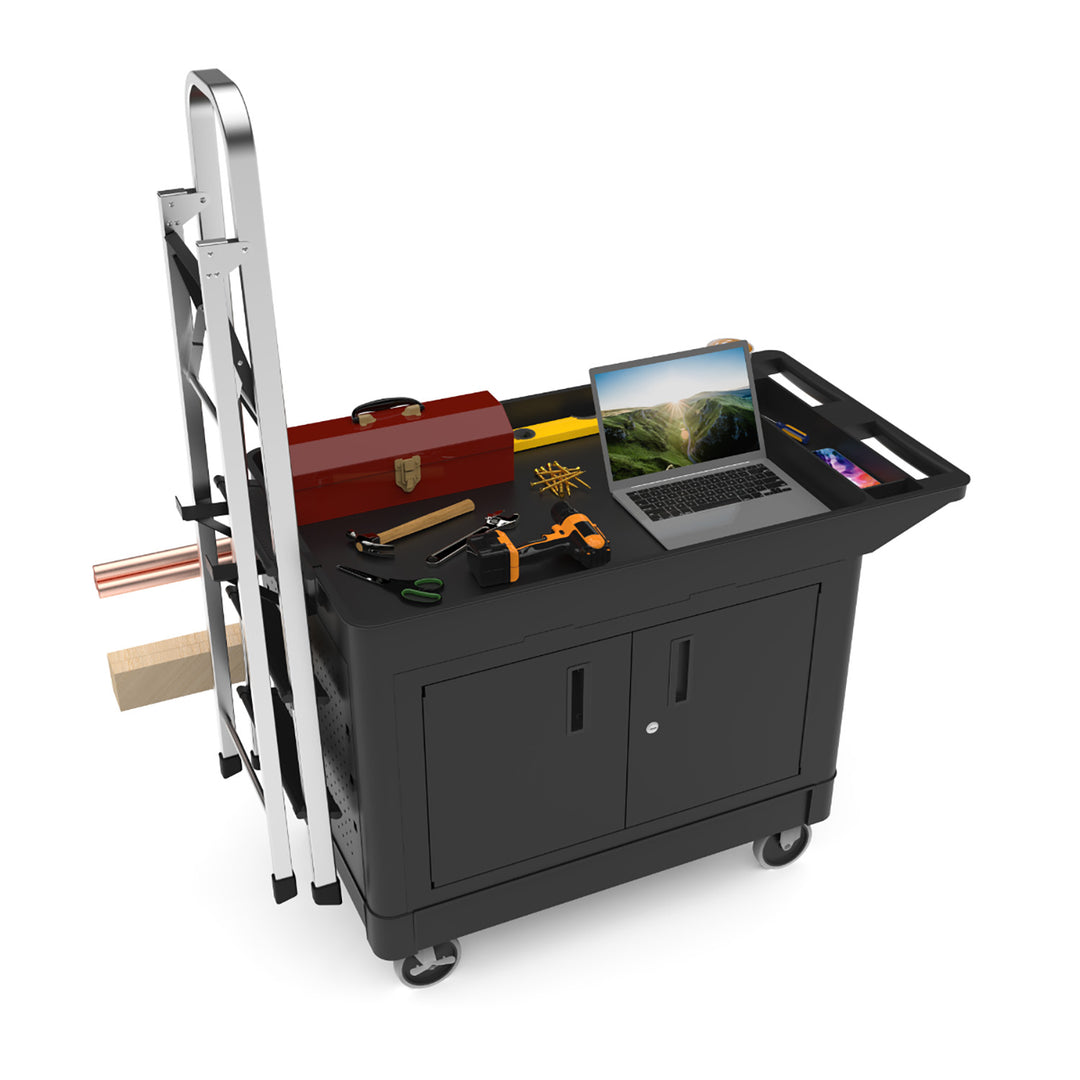 Two-Shelf Heavy-Duty Utility Cart with Cabinet