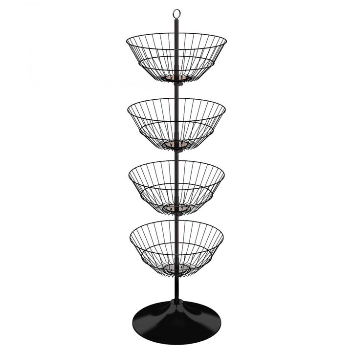 Economical Dump Bin Display with Four 18" Diameter Baskets w/Round Base