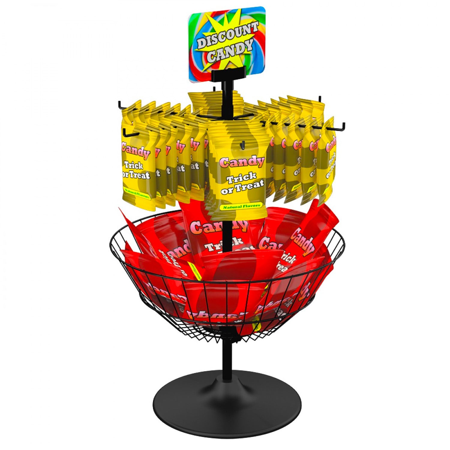 Dump Stack Display Rotating Combination 6-Hook Dump Basket Countertop Display – Allen Display