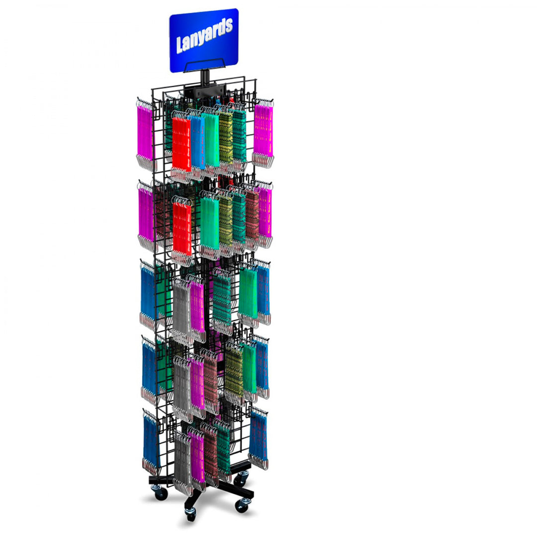 Double-Sided 60" x 16" Wire Grid Panel Floor Spinner Display