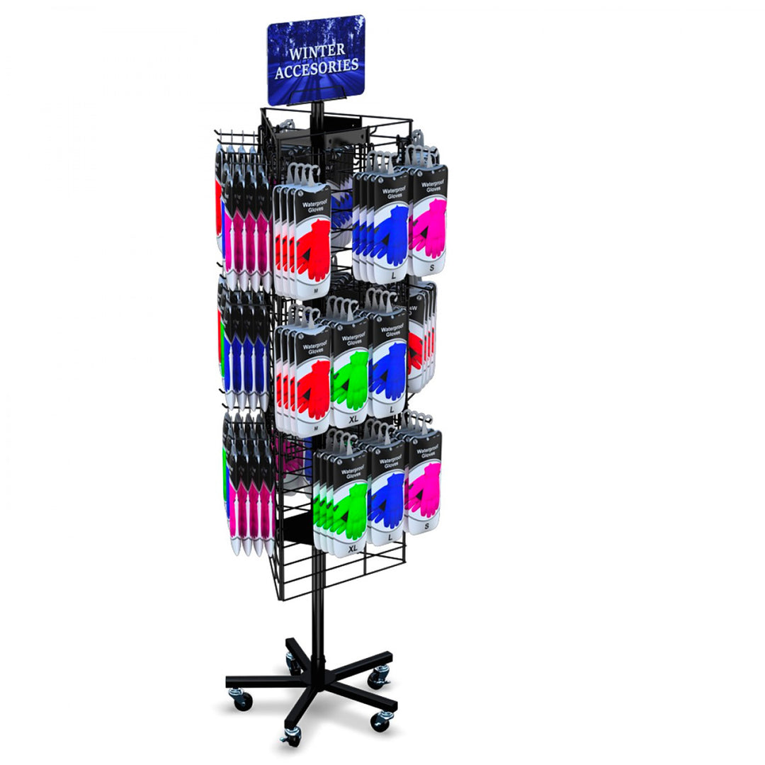 3-Sided 48" x 16" Wire Grid Panel Floor Spinner Display